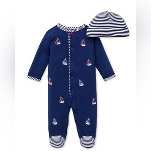 NWT Baby Boys Sailboat Coverall and Hat, 2 Piece Set
